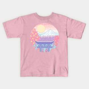 Mt Fuji Pixel Art Kids T-Shirt